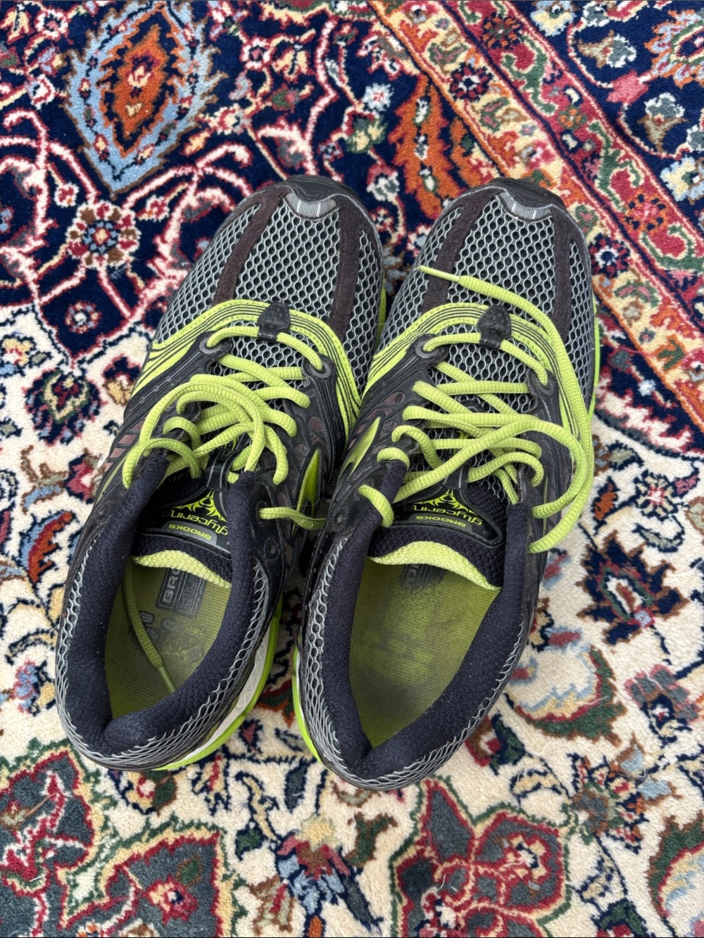 Brooks Men's Gray and Lime Green Athletic Running Shoes